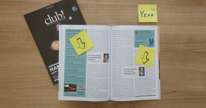 Aufgeschlagene Seite des Artikels im Magazin des Business Club Hamburg